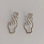 Hand Heart Black Silver 18K Gold Anti Tarnish Dangler Earring Bulk