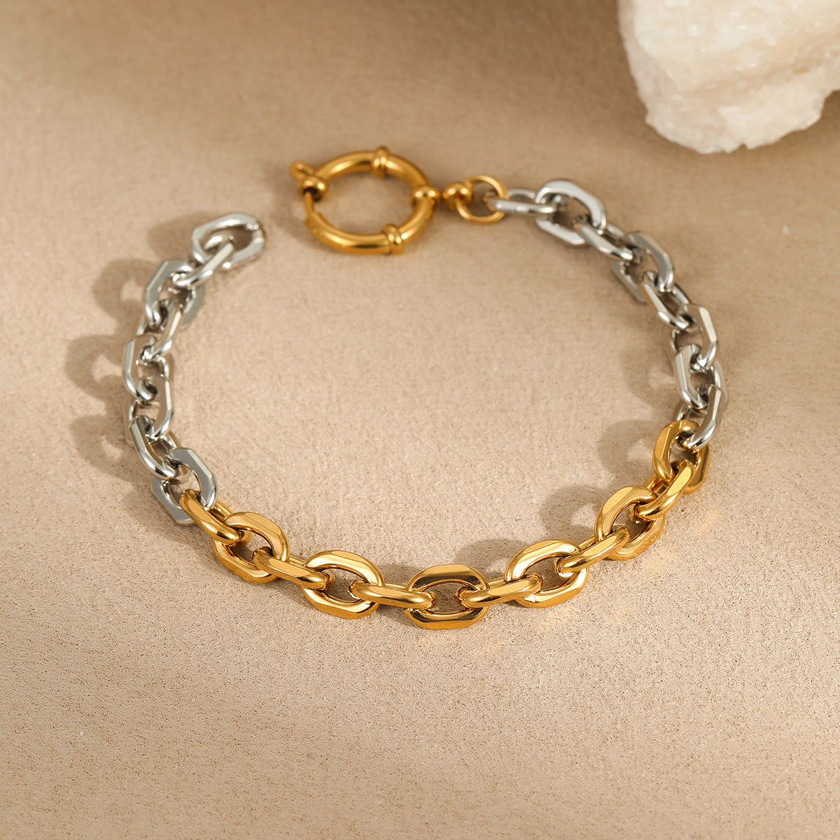 Two Tone Gold Silver Stainless Steel Anti Tarnish Link Bracelet Bulk Main image