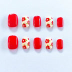 Flower Red Yellow Finger Nail Pack Of 10 + Extra 14 For Women Bulk