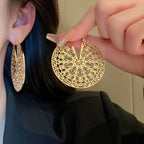 Filigree Wheel 18K Gold Anti Tarnish Hoop Earring For Women Bulk