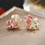 White Pink Heart Bow Gold Pearl Cubic Zirconia Stud Earrings Women Bulk
