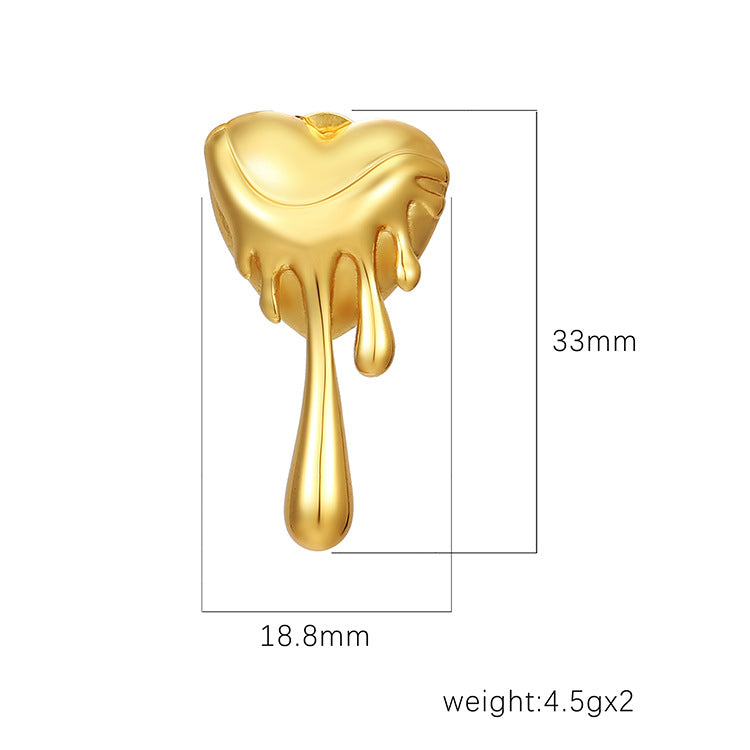Heart 18K Gold Silver Stainless Steel Anti Tarnish Stud Earrings Bulk