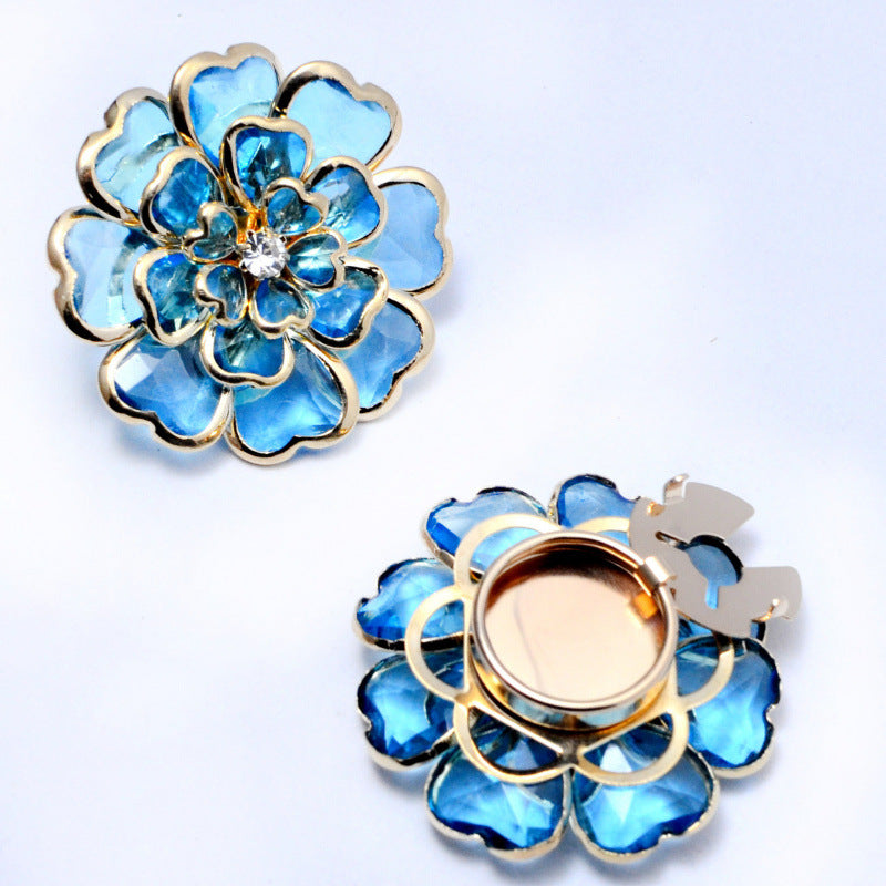 Bulk Multi Color Designer Flower Style Gold Crystal Brass Button Cover