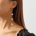 Designer Triple Heart Gold Silver Pearl Dangler Earrings For Women Bulk