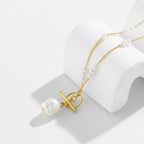 Toggle Clasp Pearl 18K Gold Long Necklace Chain For Women Bulk