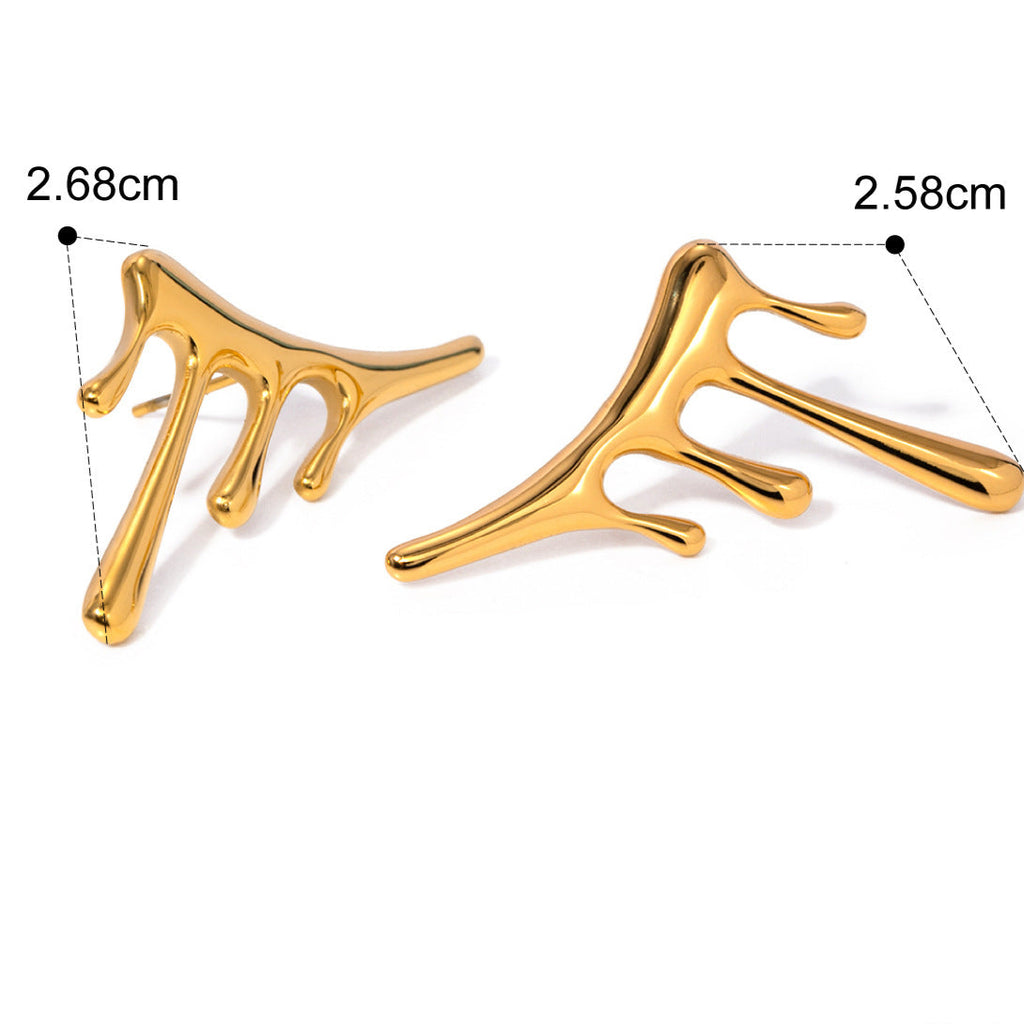 Drip Effect 18K Gold Anti Tarnish Stainless Steel Stud Earrings Bulk