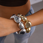 Designer Dual Tone Stretchable Gold Silver Plated Alloy Bracelet Bulk
