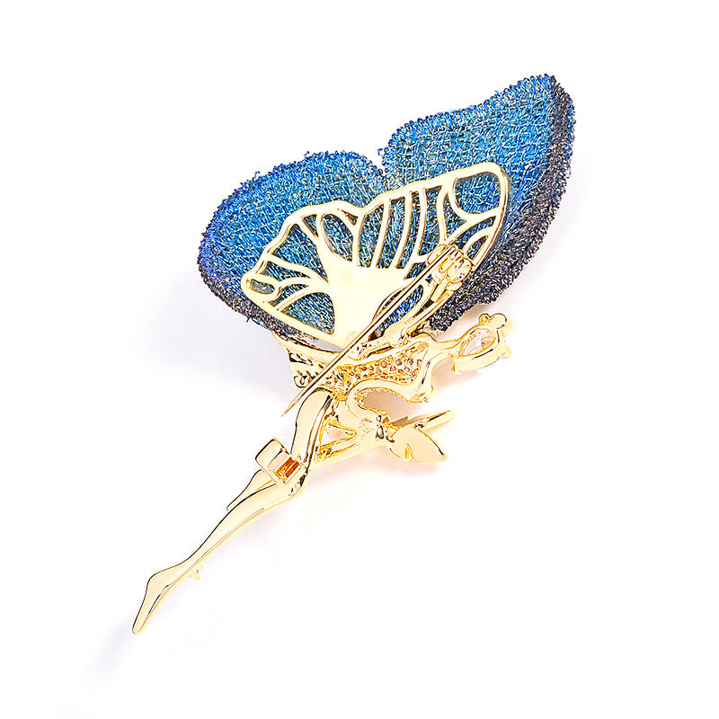Fairy Butterfly Style Gold Plated CZ Copper Anti Tarnish Brooch Bulk