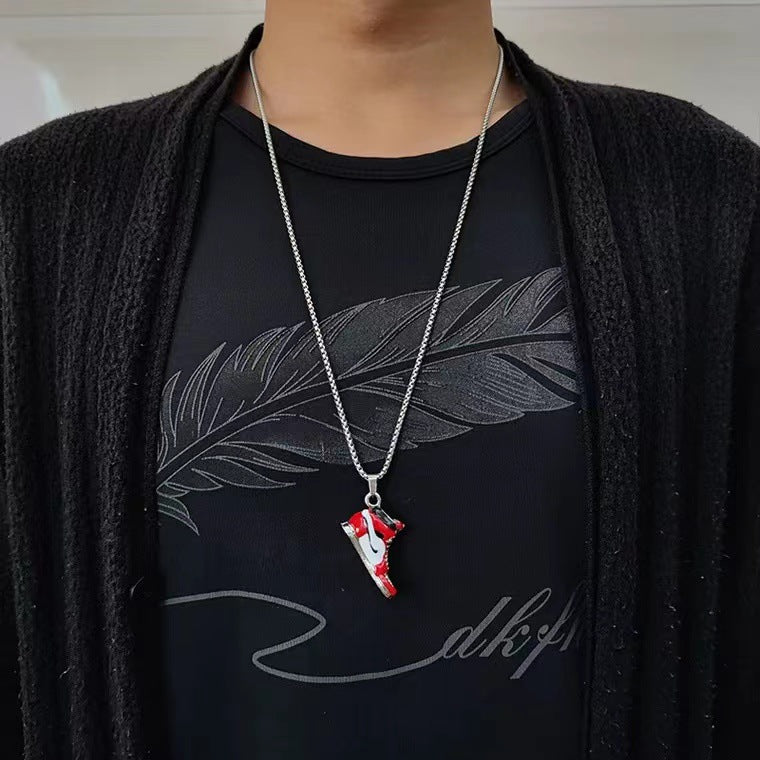 Basketball Shoe Silver Blue Red Stainless Steel Pendant Chain Bulk