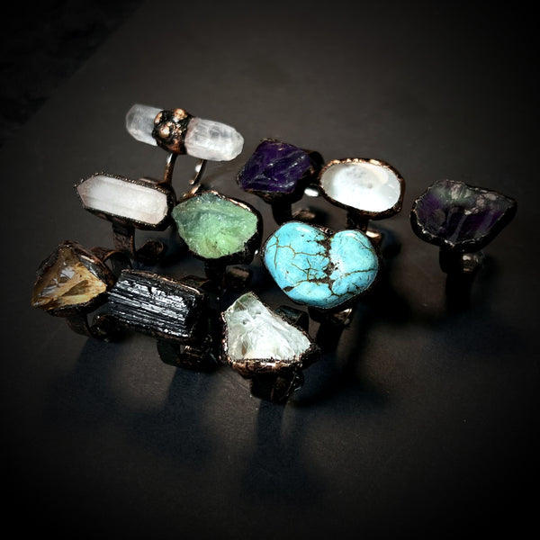 Rows Tone Black Gemstone Crystal Adjustable Ring For Women Bulk Main image