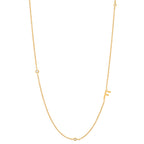 Initial Alphabets Letters 18K Gold Cubic Zirconia Stainless Steel Anti Tarnish Necklace For Women