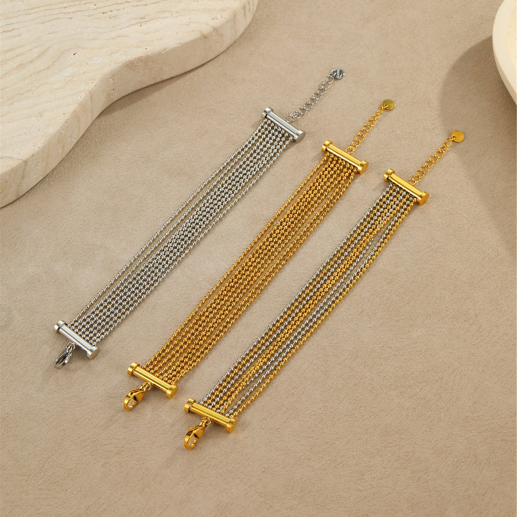 18K Gold Silver Stainless Steel Anti Tarnish Multilayer Bracelet Bulk