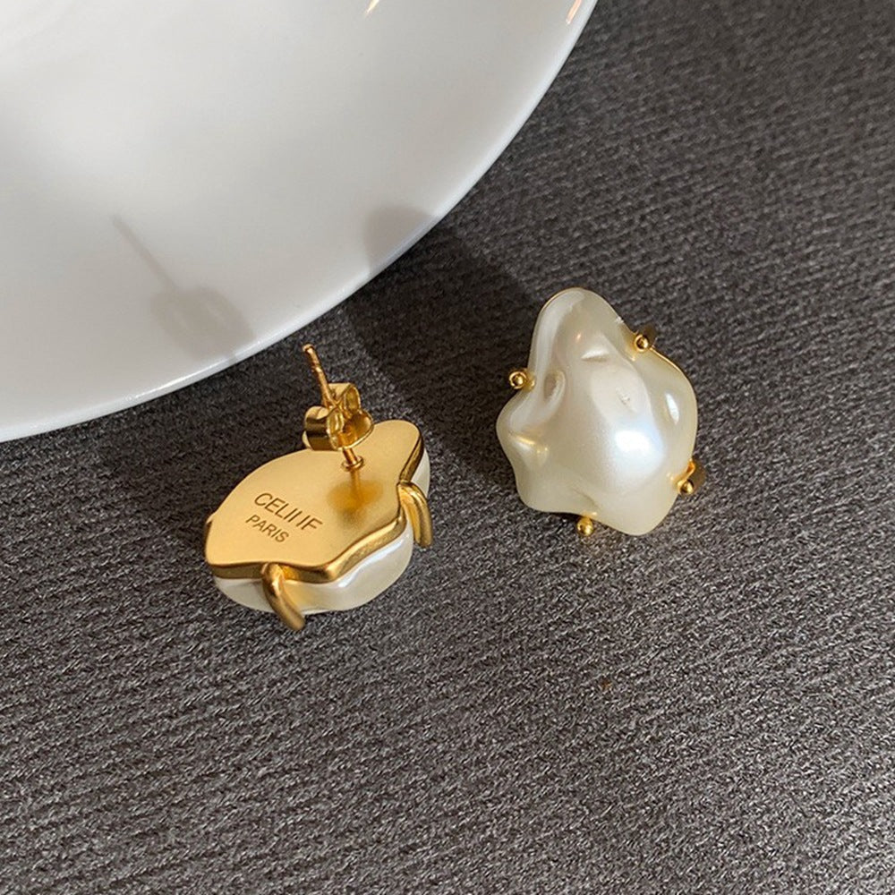 Pearl 18K Gold Plated Anti Tarnish Stud Earring For Women Bulk Secondary image