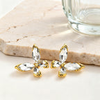 Butterfly With Marquise Cut Gold Anti Tarnish Copper Stud Earrings Bulk