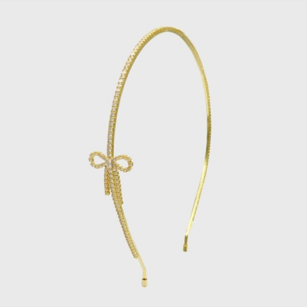Bow 18K Gold Silver Rhinestone CZ Headband Hair Band Accessories Bulk