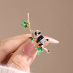 Multi Color Panda Gold Plated Rhinestone Brooch For Women Bulk
