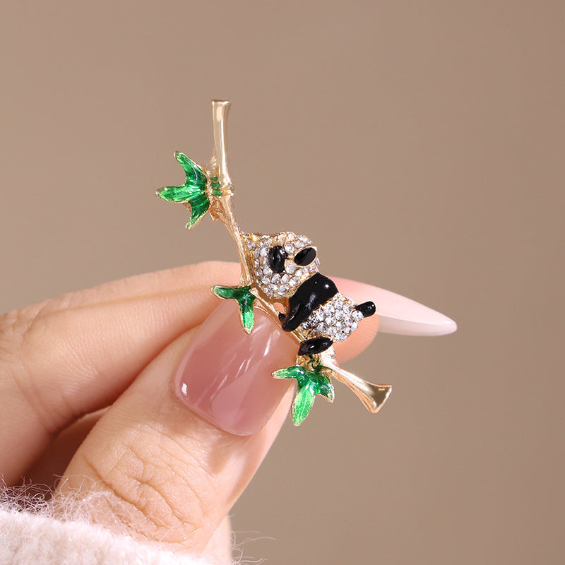 Multi Color Panda Gold Plated Rhinestone Brooch For Women Bulk