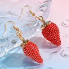 Luxury Strawberry Charm Gold Enamel Copper Necklace Earring Set Bulk