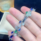 Oval Multi Gemstone Crystal Solitaire Silver Tennis Bracelet Bulk
