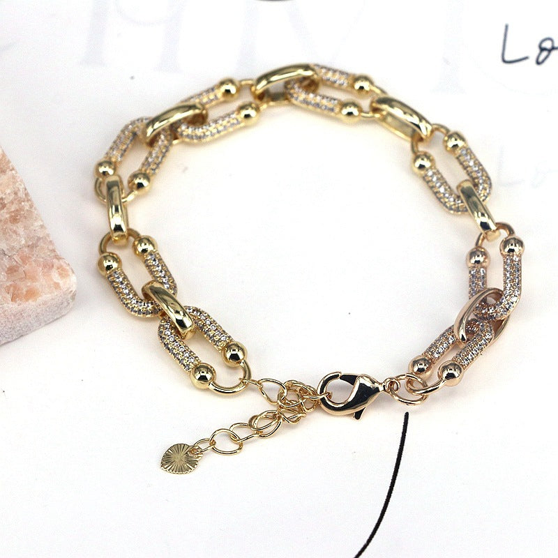 Gold Link Chain Bracelet With Crystal Accents For Women Bulk