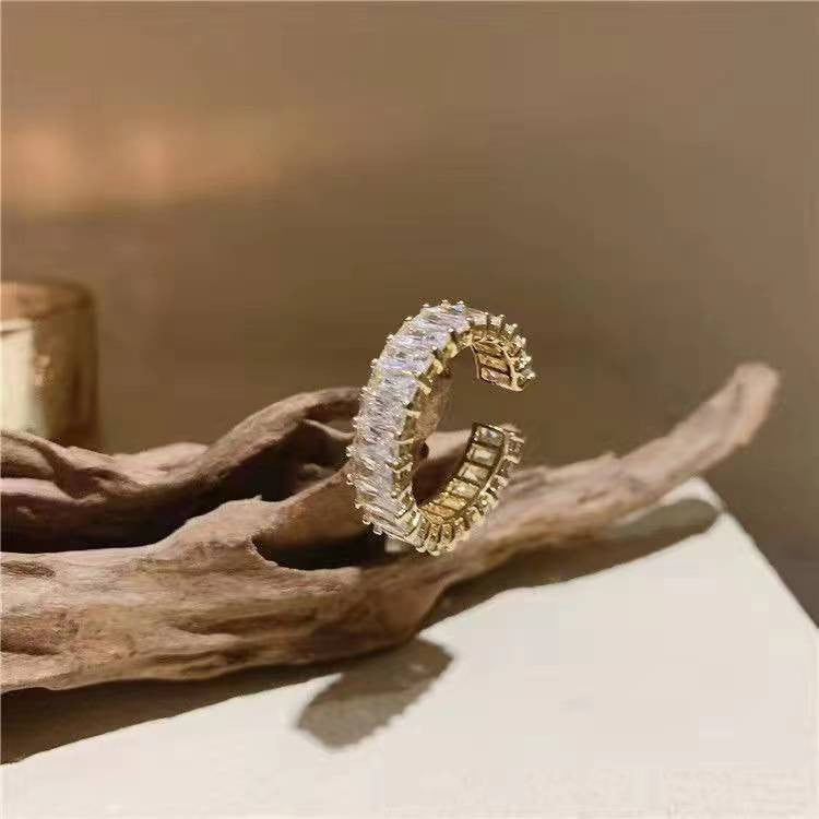 Baguette CZ 18K Gold Silver Anti Tarnish Adjustable Band Ring Bulk