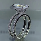 Square Solitaire Cubic Zirconia Silver Anti Tarnish Ring Women Bulk