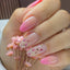 Luxury Pink Floral Gradient Almond Press-On Nails Pack Of 10 Bulk