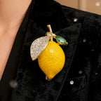 Yellow Lemon Gold Cubic Zirconia Copper Anti Tarnish Brooch Women Bulk