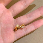 Gold Pear Oval Cubic Zirconia Copper Adjustable Ring For Women Bulk