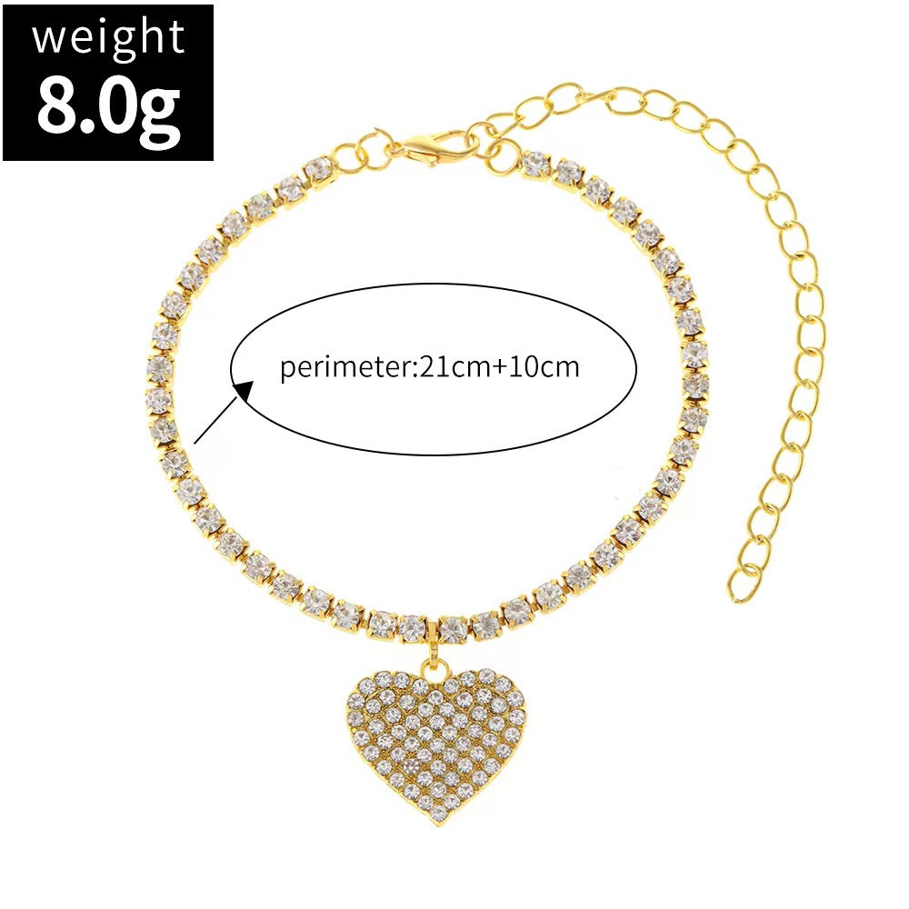 Heart Solitaire CZ 18K Gold Plated Anti Tarnish Anklet Bulk