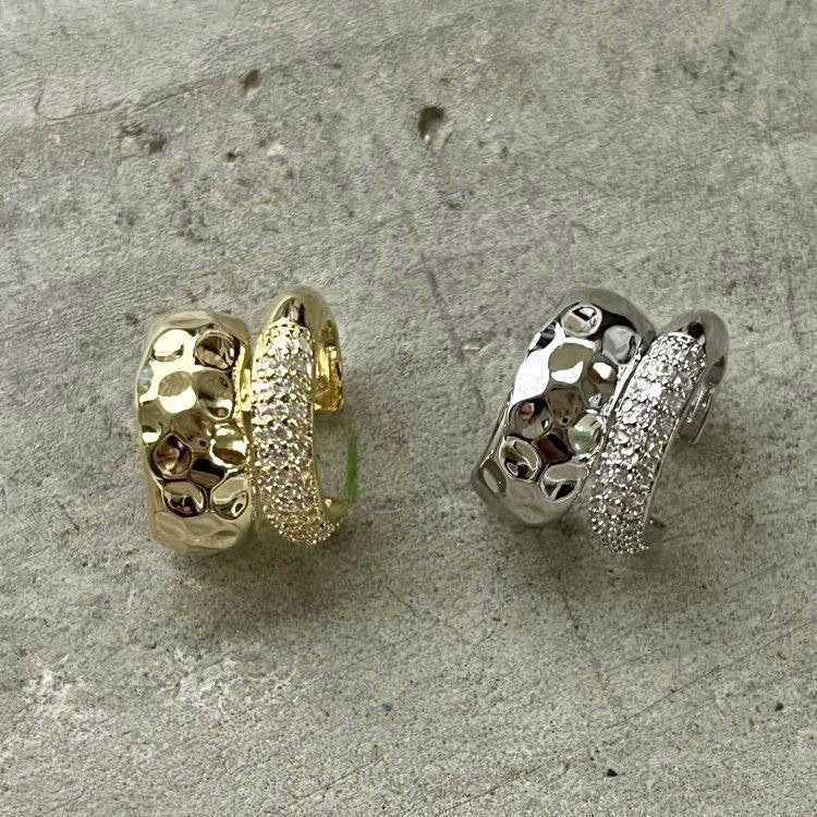 Gold Silver Double Band Cubic Zirconia Copper Ear Cuff Earrings Women Bulk