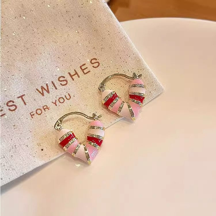 Multi Color Heart Silver Hoop Earrings For Women Bulk