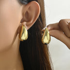 Bulk Drop Shape Gold Plain Anti Tarnish Copper Stud Earrings