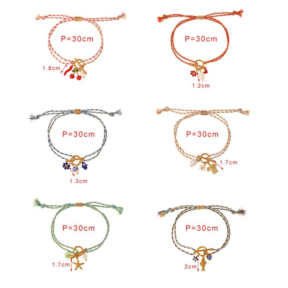 Multi Color Charms Gold Plated Beads Stainless Steel Bracelet Bulk