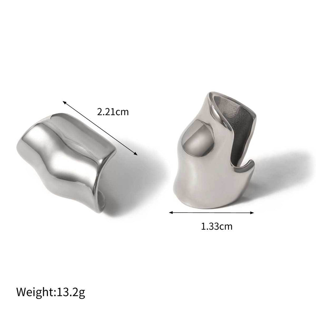 Two Tone 18K Gold Silver Stainless Steel Anti Tarnish Ear Cuff Earring For Women