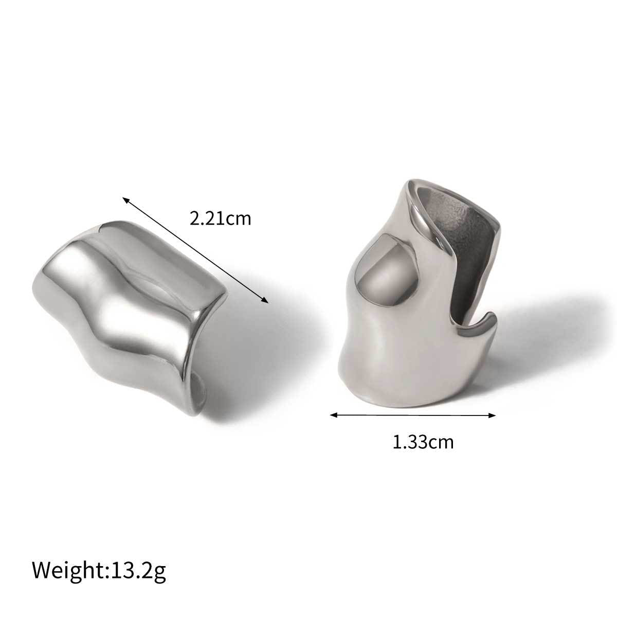 Two Tone 18K Gold Silver Stainless Steel Anti Tarnish Ear Cuff Earring For Women