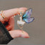 Blue Angel Wings Gold Cubic Zirconia Copper Brooch For Women Bulk