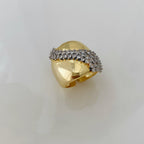 Gold Luxury Geometric Cubic Zirconia Copper Adjustable Ring Bracelet Bulk