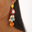 Multi Color Flower Teardrop Stones Gold Enamel Dangler Earrings Bulk