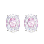 Luxury Purple Oval Silver CZ Anti Tarnish Copper Stud Earrings Bulk