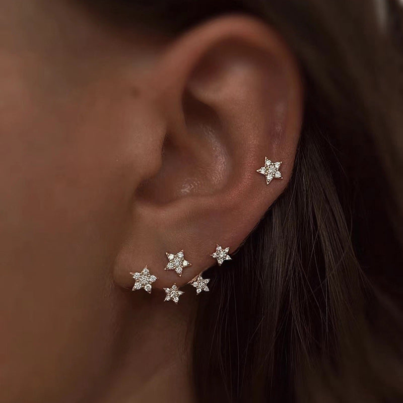 Celestial Constellation Star Gold Silver CZ Copper Stud Earrings Bulk