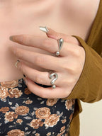 Retro Question Mark Exclamation Mark 18K Gold Silver Anti Tarnish Adjustable Ring For Women