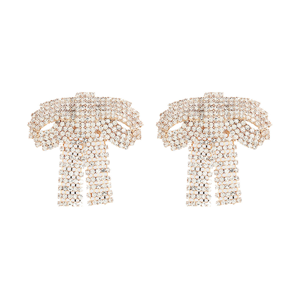 Bow 18K Gold Rhinestone Dangler Earring For Women Bulk