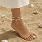 White Gold Starfish Pearl Anklets For Women Bulk