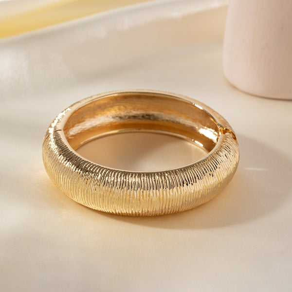 Wrinkled 18K Gold Silver Anti Tarnish Openable Kada Bracelet Bulk Secondary image