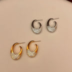 Oval Two Tone 18K Gold Silver Cubic Zirconia Hoop Earring Women Bulk