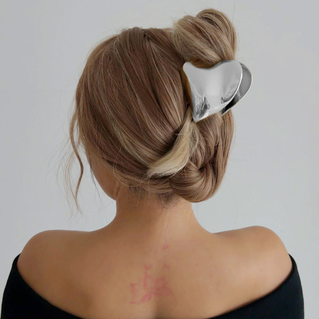 Modern Sculpted Heart Silver Plated Plain Alloy Hair Accessories Bulk