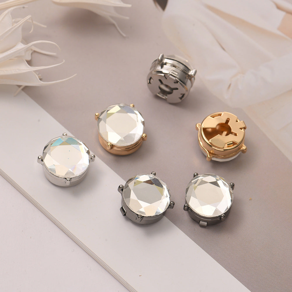 Round CZ 8K Gold White Anti Tarnish Single Shirt Button Cover Bulk