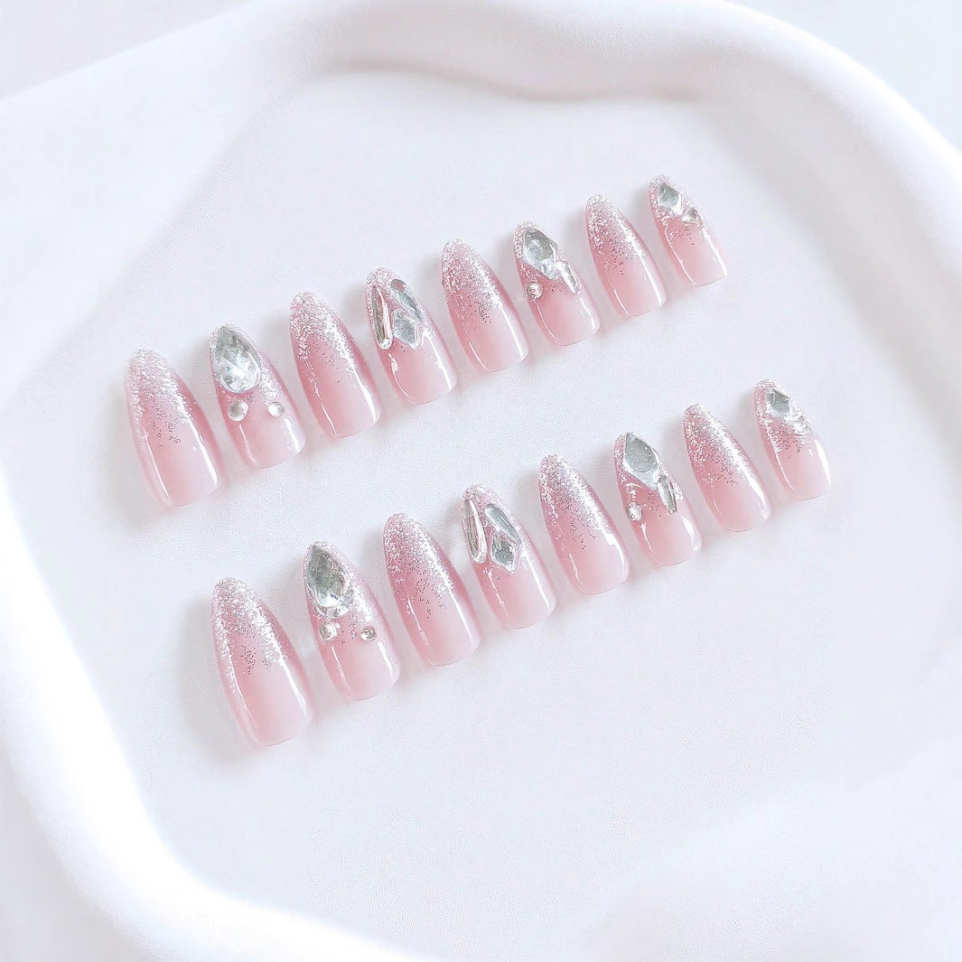 Sparkle White CZ Baby Pink Finger Nail Pack Of 10+Extra 14 Bulk