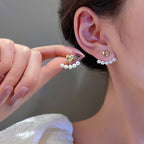 White Heart Gold Plated Pearl Alloy Stud Earrings For Women Wholesale